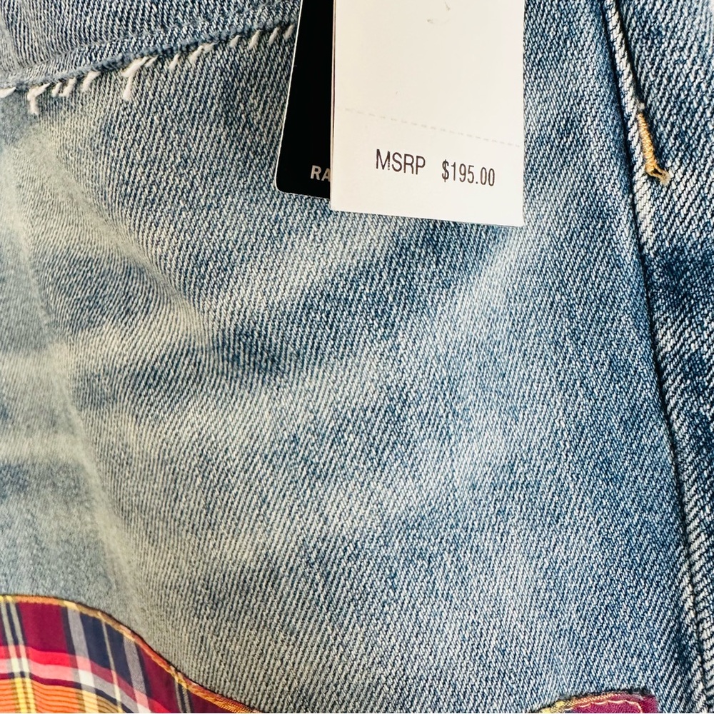 New Ralph Lauren Plus Size Patchwork Boho Relaxed Tapered Jeans in Skye Wash - Picture 8 of 12
